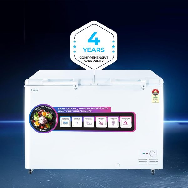 Haier HFC-400DM5 383 Litre Convertible Double Door Deep Freezer with 5 Star, White