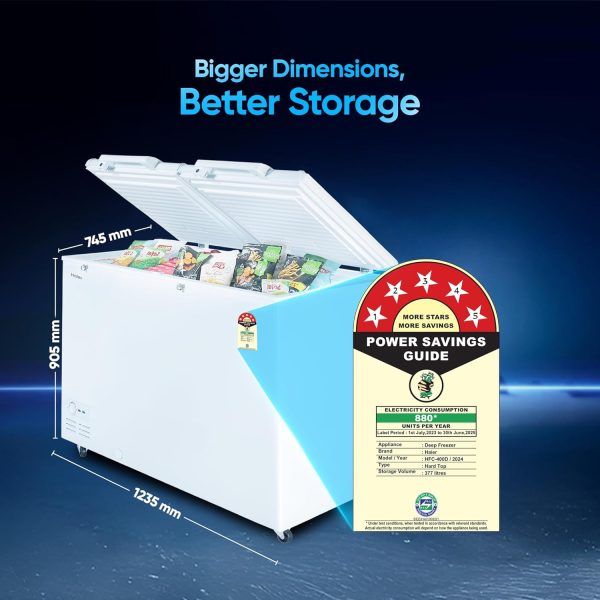 Haier HFC-400DM5 383 Litre Convertible Double Door Deep Freezer with 5 Star, White