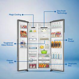 Haier 602 Litre Side by Side Refrigerator, Shiny Steel (HRS-682SS)