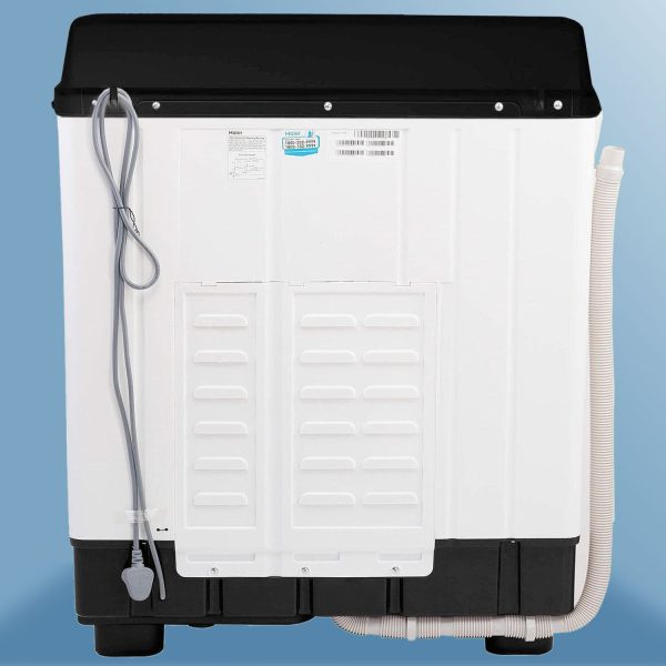 Haier HTW85-178BK, 8.5 KG Semi Automatic Machine with Softfall Close Door and Vortex Pulsator, Black