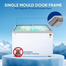 Haier HFC-300GM5 Double Door Glass Top Deep Freezer with 5 Star, White