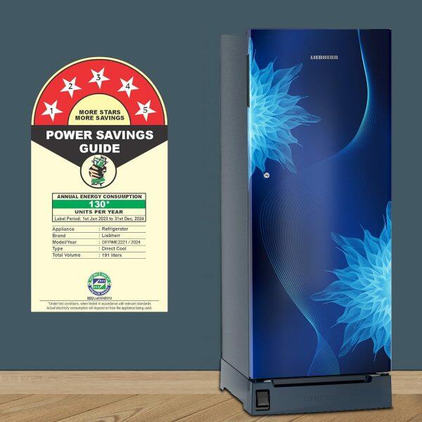 Liebherr DFPIME 2221, 222L 5 Star Inverter, Direct Cool Single Door Refrigerator, 20 Years Warranty on Compressor, Freezer 22 L, Blue Mystic