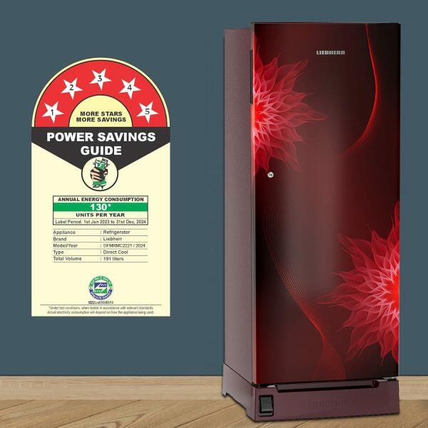 Liebherr DFPRMC 2221, 222L 3 Star Inverter, Direct Cool Single Door Refrigerator, Handsfree, Foot Pedal, Base Drawer,Bar Handle, 20 Years Warranty on Compressor, Red Majestic