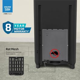 Voltas Beko WTL6504UEA, 6.5 KG Fully Automatic Top Load Machine with Double Waterfall and Toughened Glass, Dark Grey