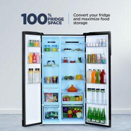 Haier 602 Litre Side By Side Refrigerator, Black Steel (HRS-682KS)