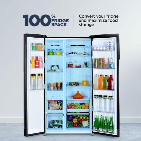 Haier 602 Litre Side By Side Refrigerator, Black Steel (HRS-682KS)