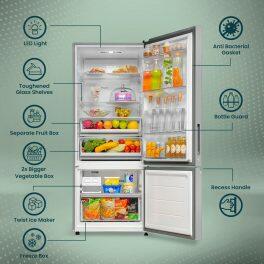 Haier 445 Litre 2 Star Bottom Mount Refrigerator, Inox Steel (HRB-4952BIS)