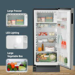 Liebherr DFPSIC 1921, 191L 3 Star Inverter,Direct Cool, Handsfree Open with Foot Pedal base drawer, Single Door Refrigerator,20 Yrs Warranty on Compressor, Silver Steel