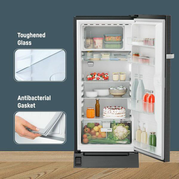 Liebherr DFBBSD 1925, 191L 4 Star Pure Single-door refrigerator with iCoolTouch UI, Foot Pedal, Base Drawer, 20 Years Warranty on Compressor, Black Steel