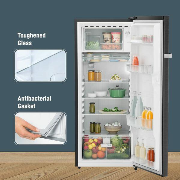 Liebherr DNBBSC 2211, 222L 3 Star Inverter, Direct Cool, Bar Handle, Single Door Refrigerator, 20 Years Warranty on Compressor with Humidity Controller, Black Steel
