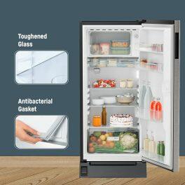 Liebherr DFPSIC 2221, 222L 3 Star Inverter,Direct Cool, Handsfree Open with Foot Pedal base drawer, Single Door Refrigerator,20 Yrs Warranty on Compressor, Silver Steel