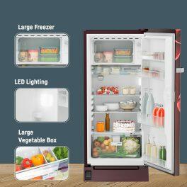 Liebherr DFPRMC 2221, 222L 3 Star Inverter, Direct Cool Single Door Refrigerator, Handsfree, Foot Pedal, Base Drawer,Bar Handle, 20 Years Warranty on Compressor, Red Majestic