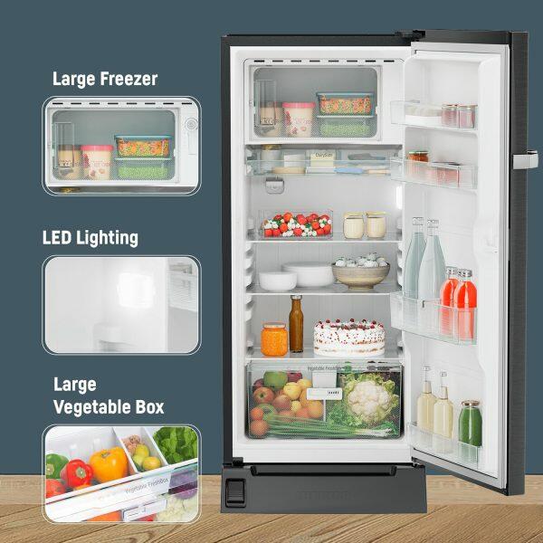 Liebherr DFBBSD 1925, 191L 4 Star Pure Single-door refrigerator with iCoolTouch UI, Foot Pedal, Base Drawer, 20 Years Warranty on Compressor, Black Steel