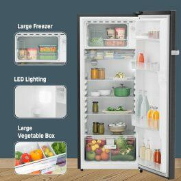 Liebherr DNBBSC 2211, 222L 3 Star Inverter, Direct Cool, Bar Handle, Single Door Refrigerator, 20 Years Warranty on Compressor with Humidity Controller, Black Steel