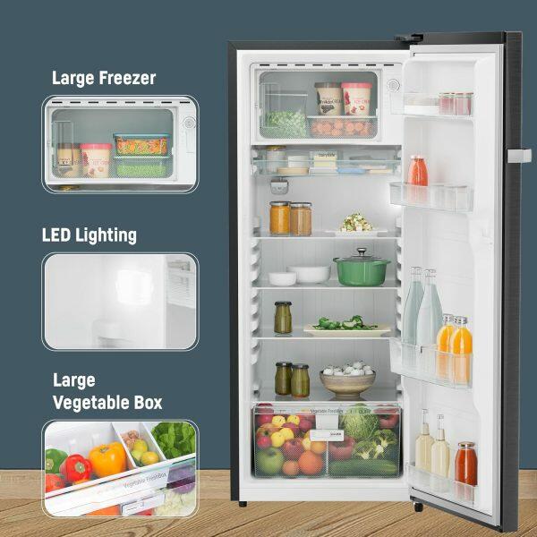 Liebherr DNBBSC 2211, 222L 3 Star Inverter, Direct Cool, Bar Handle, Single Door Refrigerator, 20 Years Warranty on Compressor with Humidity Controller, Black Steel