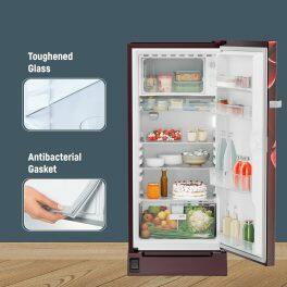 Liebherr DFPRMC 2021, 202L 3 Star Inverter, Direct Cool Single Door Refrigerator, Handsfree, Foot Pedal, Base Drawer,Bar Handle, 20 Years Warranty on Compressor, Red Majestic