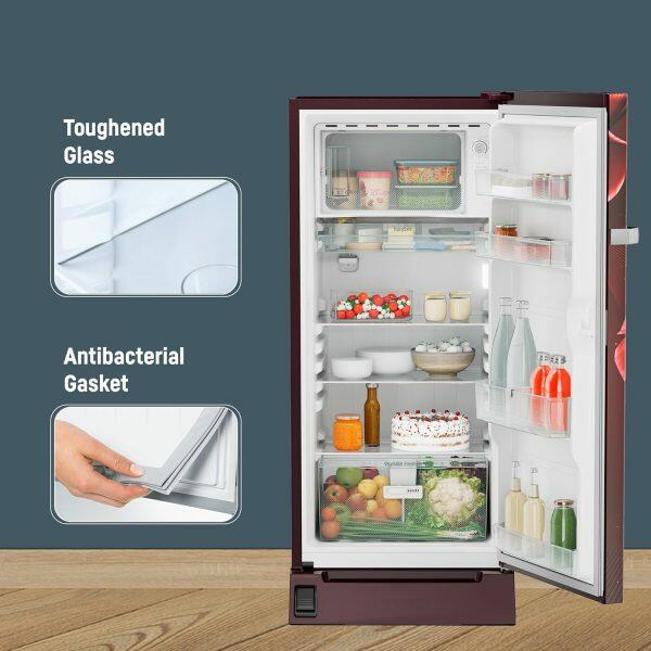 Liebherr DFPRMC 2021, 202L 3 Star Inverter, Direct Cool Single Door Refrigerator, Handsfree, Foot Pedal, Base Drawer,Bar Handle, 20 Years Warranty on Compressor, Red Majestic