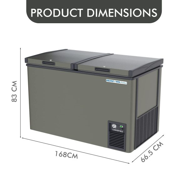 Voltas CVF500 488L Convertible Double Door Deep Freezer with 4 Star, Grey