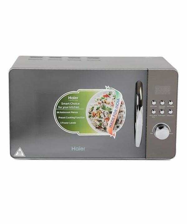Haier HIL2001CSSH, 20 Litre Convection Microwave Over with Mirror Glass Design and 66 Auto Cook Menu, Silver