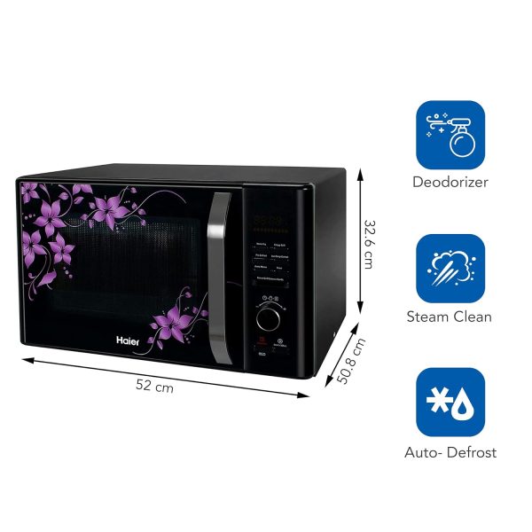 Haier HIL3001CBSH, 30 Litre Convection Microwave Oven with Low Temperature Cooking and 400 Auto Cook Menus, Black