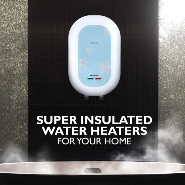 Haier EI3V-C1, 3 L 5 Star Instant Water Heater, 3 KW Water Geyser for Home No Weld Glass lined Tank, ABS Body, Indicating Light Advanced Multi-Layered Safety, High Rise Compatible, White-Blue