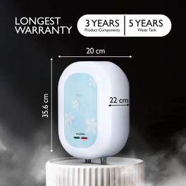 Haier EI3V-C1, 3 L 5 Star Instant Water Heater, 3 KW Water Geyser for Home No Weld Glass lined Tank, ABS Body, Indicating Light Advanced Multi-Layered Safety, High Rise Compatible, White-Blue