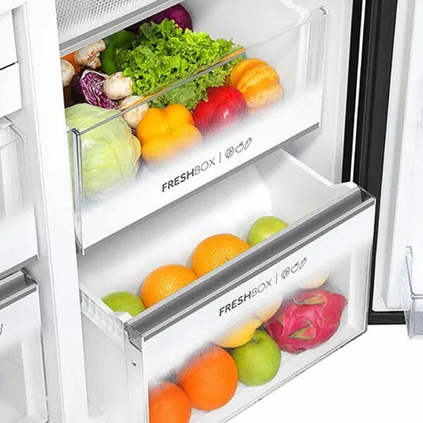 Haier 602 Litre Side by Side Refrigerator, Shiny Steel (HRS-682SS)