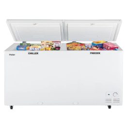Haier HFC-385CM5, 385 Litre Combo Chest Freezer with Dual Condensor and Two Seperate Compartment with Upto 40% Energy Saving, White