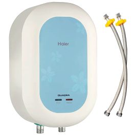 Haier EI3V-C1, 3 L 5 Star Instant Water Heater, 3 KW Water Geyser for Home No Weld Glass lined Tank, ABS Body, Indicating Light Advanced Multi-Layered Safety, High Rise Compatible, White-Blue