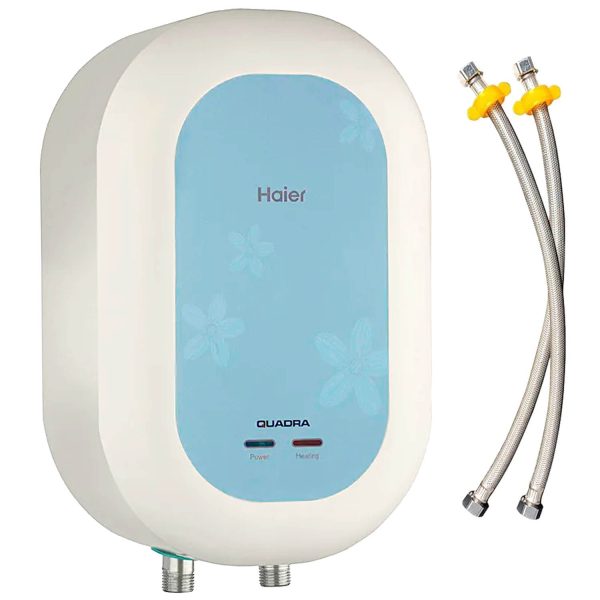 Haier EI3V-C1, 3 L 5 Star Instant Water Heater, 3 KW Water Geyser for Home No Weld Glass lined Tank, ABS Body, Indicating Light Advanced Multi-Layered Safety, High Rise Compatible, White-Blue