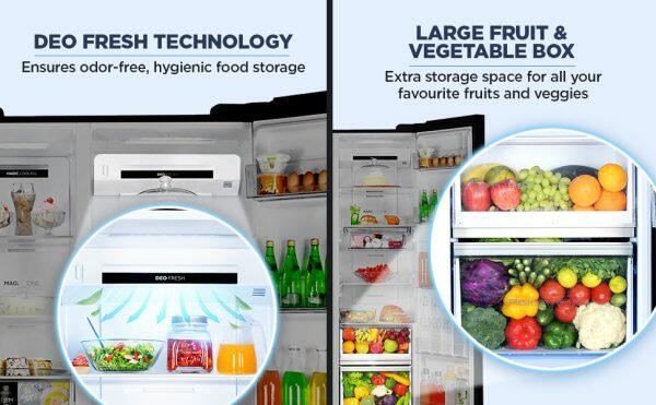 Haier 598 Litre Triple Door Side by Side Refrigerator, Black Glass (HRT-683KG)