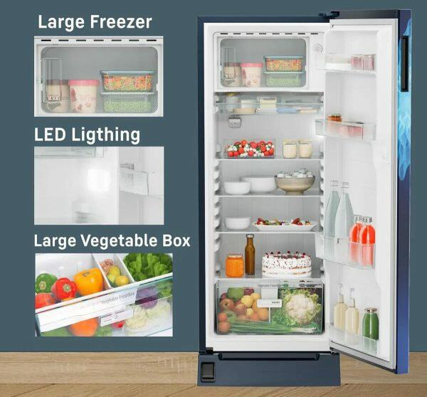 Liebherr DFPLDC 1921, 191 L in 3 star Pure Single-door refrigerator with iCoolTouch UI,Handsfree, Foot Pedal, Base Drawer, 20 Years Warranty on Compressor, Blue Divine