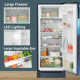 Liebherr DFPiDC 2221, 222 L in 3 star Pure Single-door refrigerator with iCoolTouch UI,Handsfree, Foot Pedal, Base Drawer, 20 Years Warranty on Compressor, Blue Divine