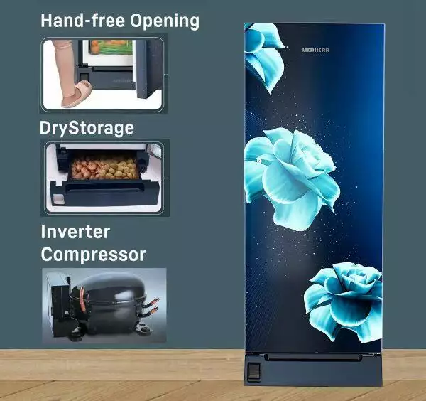 Liebherr DFPLMC 2021, 202L 3 Star Inverter, Direct Cool Single Door Refrigerator, 20 Years Warranty on Compressor, Freezer 22 L, Blue Mystic