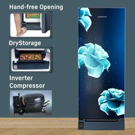Liebherr DFPiDC 2221, 222 L in 3 star Pure Single-door refrigerator with iCoolTouch UI,Handsfree, Foot Pedal, Base Drawer, 20 Years Warranty on Compressor, Blue Divine