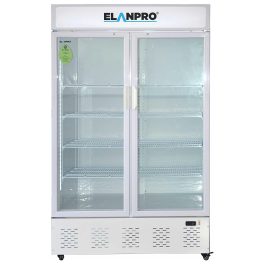 Elanpro ECG1075, 1000 Litre Double Door Visi Cooler with Double Vacuum Glass Door, Digital Temperature Display and LED Lighting, White