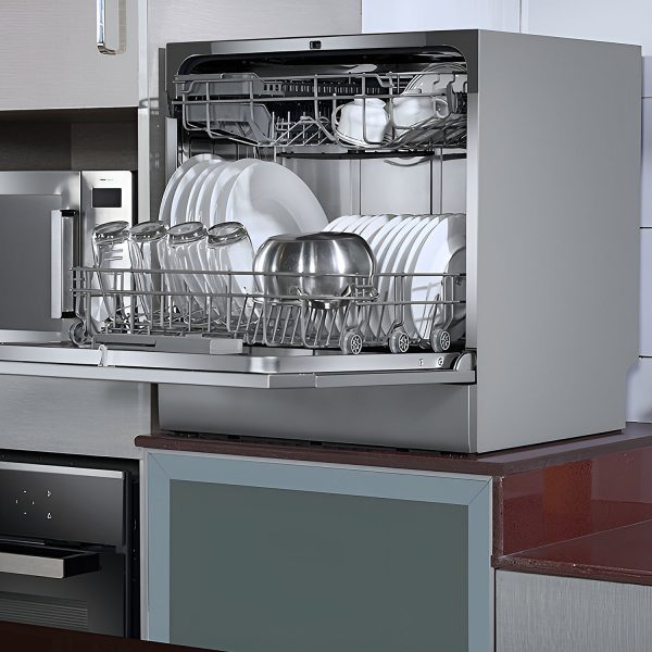 Voltas DT8S, 8 Place Table Top Dishwasher wih 6 Wash Program, 2 Wash Level and Intensive 70 Degree Wash, Silver