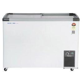 Voltas GT340, 275 Litre Glass Top Deep Freezer with 5 Star Rating and Inbuilt LED Lights, White