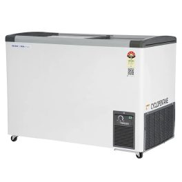 Voltas GT340, 275 Litre Glass Top Deep Freezer with 5 Star Rating and Inbuilt LED Lights, White
