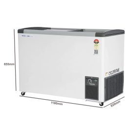 Voltas GT340, 275 Litre Glass Top Deep Freezer with 5 Star Rating and Inbuilt LED Lights, White