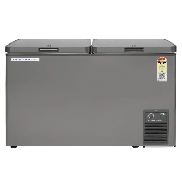 Voltas CVF500 488L Convertible Double Door Deep Freezer with 4 Star, Grey