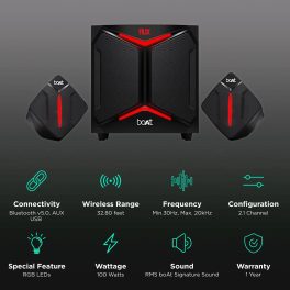 Boat Blitz 2000, 100W 2.1 Channel Multimedia Speaker, Black