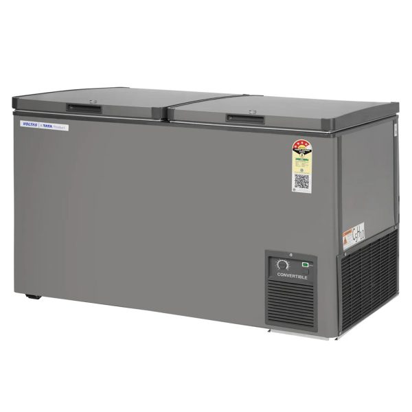 Voltas CVF500 488L Convertible Double Door Deep Freezer with 4 Star, Grey