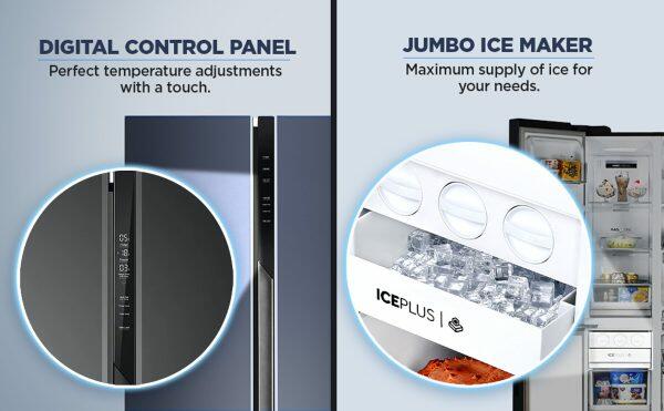 Haier 598 Litre Side by Side Refrigerator, Inox Steel (HRT-683IS)