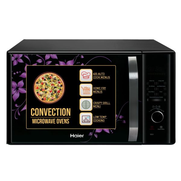 Haier HIL3001CBSH, 30 Litre Convection Microwave Oven with Low Temperature Cooking and 400 Auto Cook Menus, Black