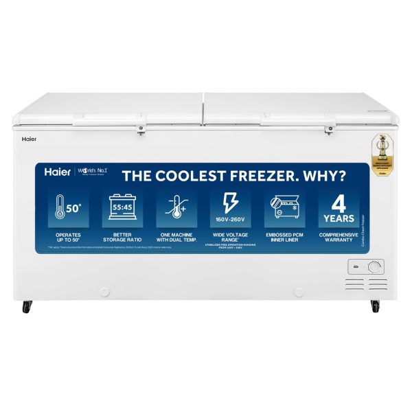 Haier HFC-550CM5, 550 Litre Combo Chest Freezer with Dual Condensor and Two Seperate Compartment with Interior Light, White