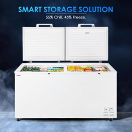 Haier HFC-550CM5, 550 Litre Combo Chest Freezer with Dual Condensor and Two Seperate Compartment with Interior Light, White