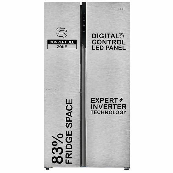 Haier 598 Litre Side by Side Refrigerator, Inox Steel (HRT-683IS)