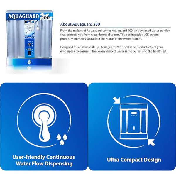Eureka Forbes AG200, Commercial UV Purifier with 4 Stage Purification with Built In Safety Mechnism and Digital Display, Blue