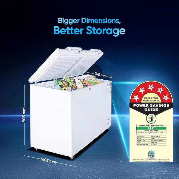 Haier HFC-500DM5 Double Door Convertible Deep Freezer with 5 Star Rating, White